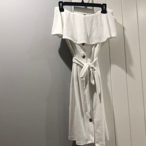 Nasty Gal white tube top dress with belt